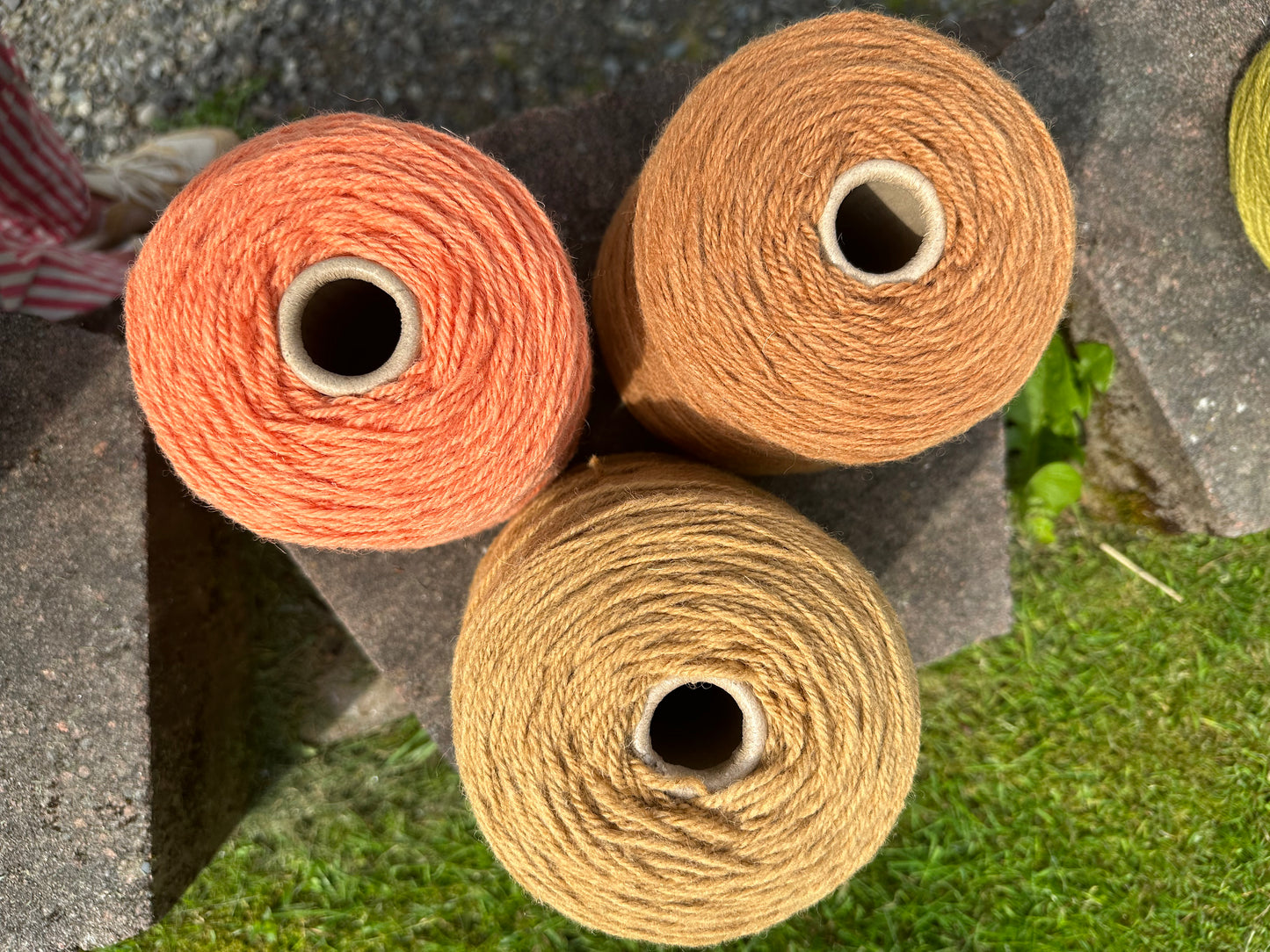 Mid orange brown 100% rug wool on cone for tufting