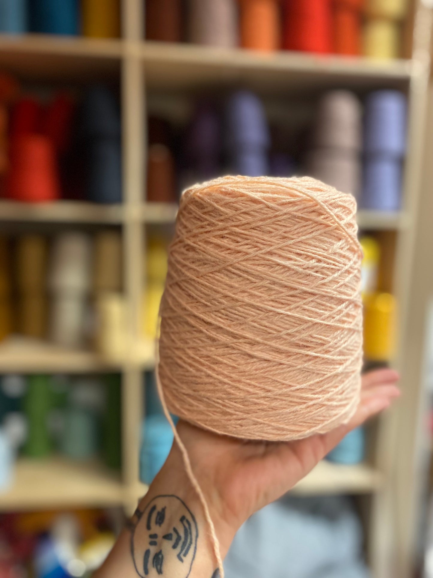 Light Pink 100% rug wool on cone for tufting