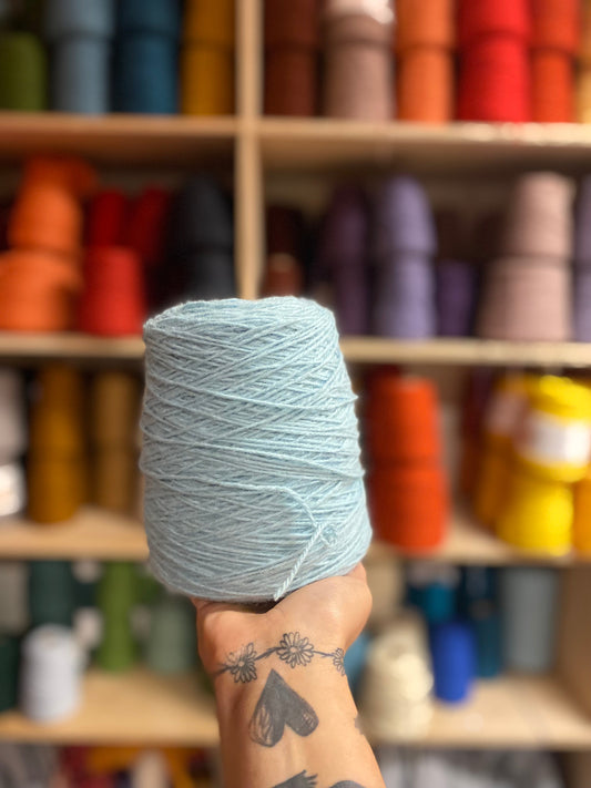 Light Blue 100% rug wool on cone for tufting